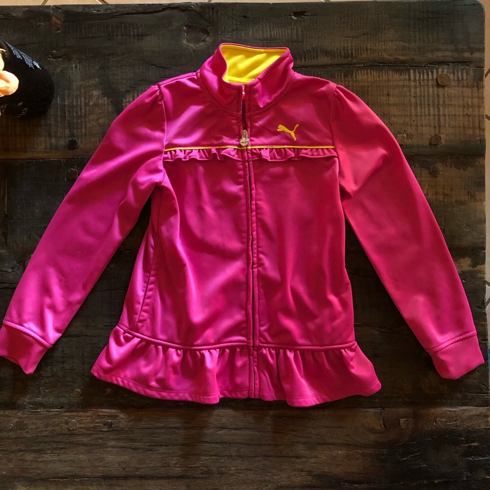COPY - Girls pink ruffle zip up.